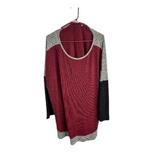 Patrizia Luca Women’s Red, Black and Gray Long Stretchy Tunic Top Size XL